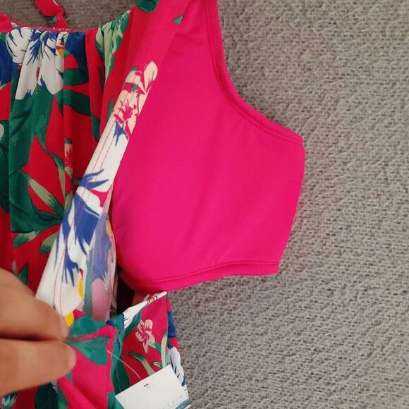 NWT SWIM by CACIQUE Tropical Floral Blouson No Wires lightly Padded Tankini 16 - Picture 5 of 9